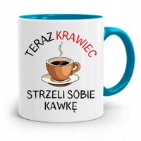 Kubek Błękitny Krawcowej Krawca Strzeli Kawkę Z Nadrukiem Ze Zdjęciem
