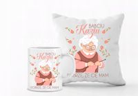 Zestaw PODUSZKA i KUBEK PREZENT dla DZIADKA BABCI twój napis dużo wzorów