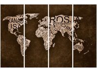 120CM 80 OBRAZ 4 ELEM MAPA ŚWIATA ŚCIENNY