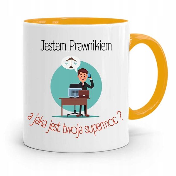 Kubek Żółty Prawnika Mecenasa Jestem Prawnikiem Z Nadrukiem Ze Zdjęciem zdjęcie 1