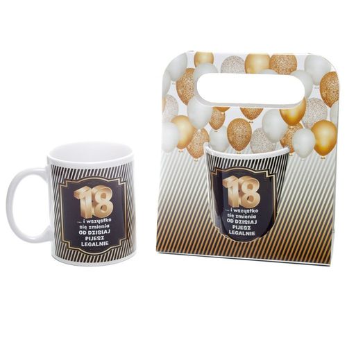 Kubek ceramiczny urodzinowy w ozdobnym opakowaniu 18 (1) na Arena.pl