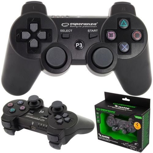 BEZPRZEWODOWY GAMEPAD BLUETOOTH PAD PS3 WIBRACJA CZARNY ESPERANZA MARINE na Arena.pl