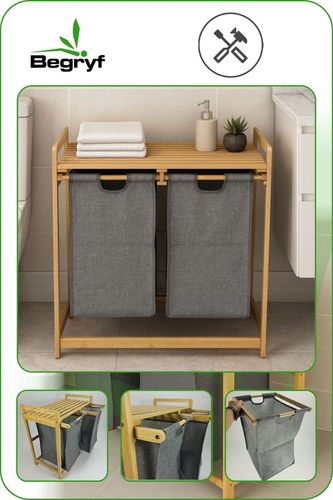 KOSZ na pranie BAMBUSOWY 2-komorowy EKO bielizna ŁAZIENKA worki na Arena.pl