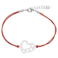 Bransoletka Sznurkowa Celebrytka 6 Serca Srebro 925