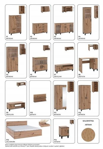 Komoda P1 szuflady 80 cm dąb artisan na Arena.pl