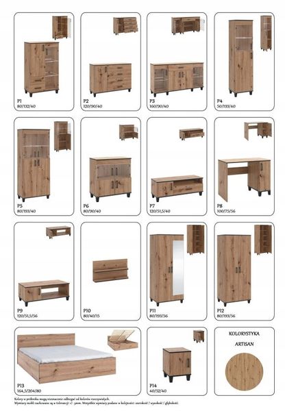 Komoda P1 szuflady 80 cm dąb artisan zdjęcie 2