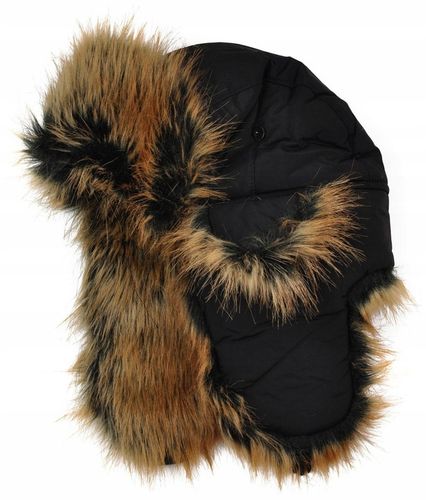 Czapka uszanka Alaska - futrzana, zimowa, ocieplona dla mężczyzn Czarny na Arena.pl
