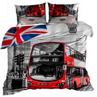 Pościel 3D bawełna satyna 160x200cm DOUBLE DECKER BUS