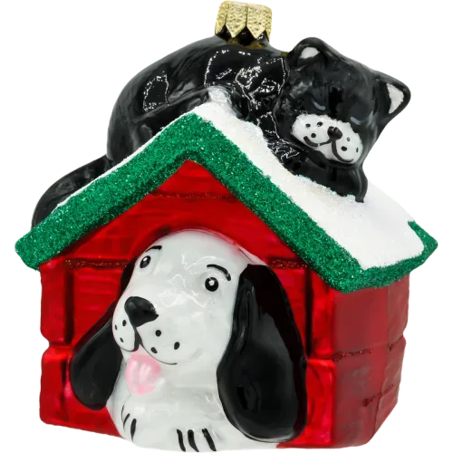 Bombka choinkowa szklana: Pies i kot w budzie: czerwony na Arena.pl