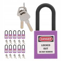 KŁÓDKA LOTO LOCKOUT OCHRONA PRACY 38MM FIOLETOWY 10 SZT.