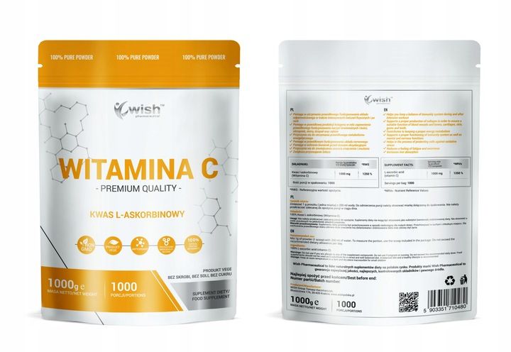 WITAMINA C W PROSZKU 100% KWAS L-ASKORBINOWY 1Kg zdjęcie 2