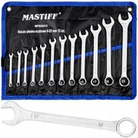 ZESTAW KLUCZY PŁASKO-OCZKOWYCH 6-22 MM 12 SZT. KLUCZE OCZKOWE ETUI MASTIFF