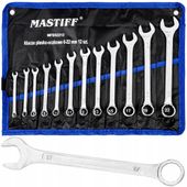 ZESTAW KLUCZY PŁASKO-OCZKOWYCH 6-22 MM 12 SZT. KLUCZE OCZKOWE ETUI MASTIFF