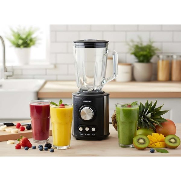 Blender kielichowy szklany do smoothie koktajli kruszy lód 1,5L 800W BD-751 Berdsen czarny zdjęcie 8