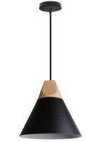 Lampa sufitowa metalowa klosz lite drewno wisząca AT8-1SZ-Black