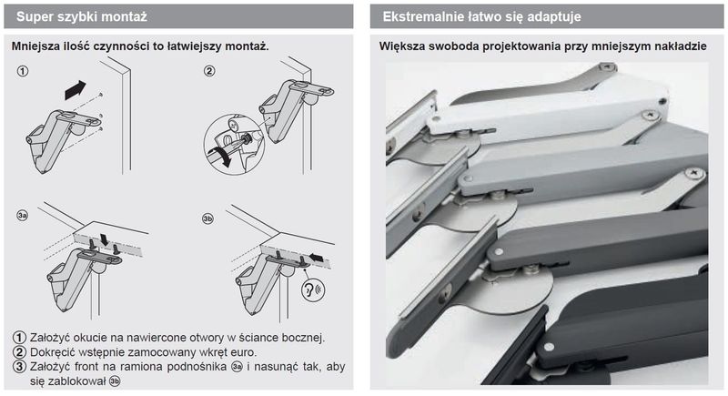Podnośnik do szafek do klap górny Free Space 1.11 B, Antracyt zdjęcie 6