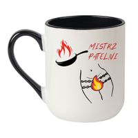 KUBEK "MISTRZ PATELNI" Wzór - Elegant Biało-Czarny 330 ml