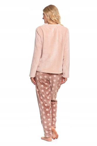 CIEPŁA PIŻAMA DWUCZĘŚCIOWA DAMSKA DŁUGA PLUSZOWA WZÓR MISIA MORAJ R.S na Arena.pl