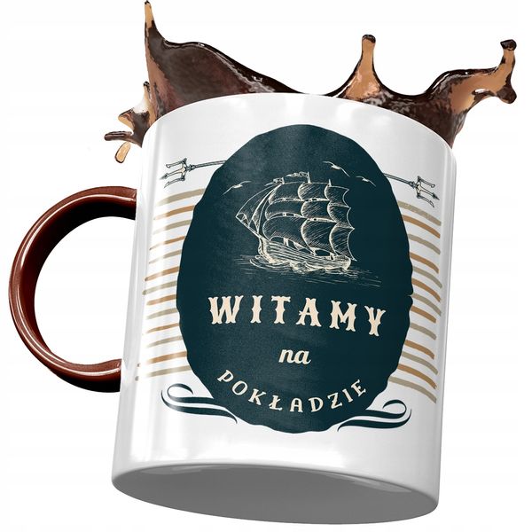 Kubek Bordowy Na Powitanie Przywitanie W Pracy Z Nadrukiem Ze Zdjęciem zdjęcie 1