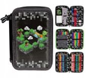 Piórnik trzykomorowy z wyposażeniem Paso Game Start czarny dla chłopca