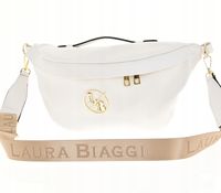 Laura Biaggi - torebka nerka saszetka biały groszek mat maxi JS182