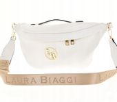 Laura Biaggi - torebka nerka saszetka biały groszek mat maxi JS182