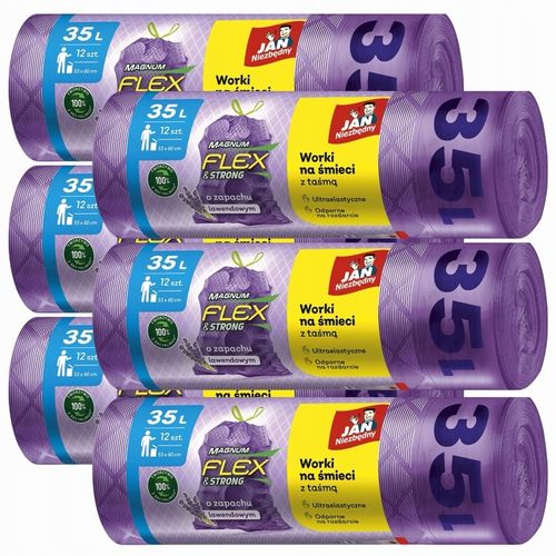 6X WORKI NA ŚMIECI Z TAŚMĄ 35L 6X12 SZT LAWENDOWE MAGNUM FLEX JAN na Arena.pl