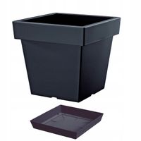 Doniczka kwadratowa Lofly DLOFL240 z podstawką | Antracyt, Kształt Kwadratowy, Wymiary 24x24x22 cm, Kolor Antracyt, Prosperplast