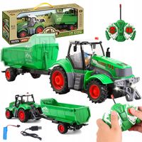 DUŻY TRAKTOR ZDALNIE STEROWANY CIĄGNIK PRZYCZEPA MASZYNA ROLNICZA RC PILOT