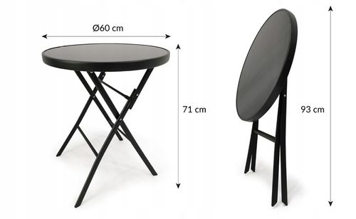 MEBLE NA BALKON TARAS SKŁADANE KOMPLET ZESTAW TASOS 2-OS 60 L CZARNY na Arena.pl