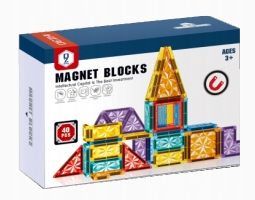 KLOCKI MAGNETYCZNE 40el KREATYWNE KONSTRUKCYJNE EDUKACYJNE 3D ZABAWA 148A na Arena.pl