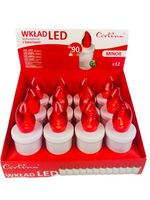 Wkłady do zniczy elektryczny na baterie LED 90 DNI Pakiet 12szt. Czerwone
