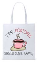 Dla Doktora Lekarza Torba Eco Biała Shopper Z Nadrukiem Ze Zdjęciem