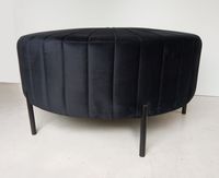 Ławka pufa okrągła welurowa czarna