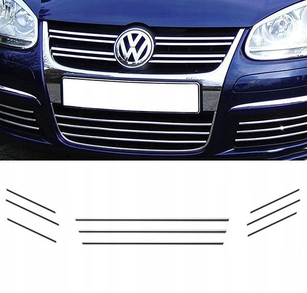 VW GOLF V JETTA - Listwy CHROM GRILL atrapa Tuning zdjęcie 1