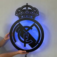 Lampka Nocna LED Real Madrid Dekoracja Ścienna Obraz drewniany 3D Prezent
