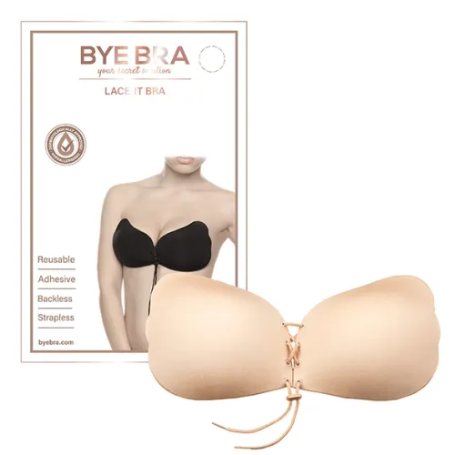 bye bra lace-it bra samonośny biustonosz wiązany nude miseczka d na Arena.pl