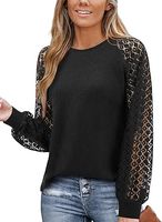 Bluzka Damska Koronkowa Elegancka Czarny Długi Rękaw Waflowa Rozmiar M
