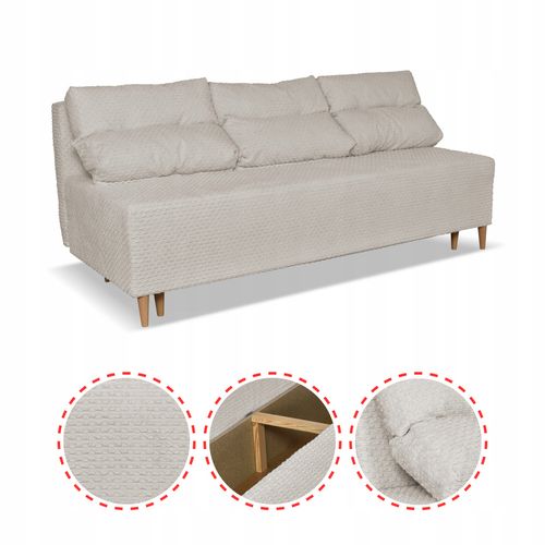 Kanapa sofa KIMO funkcja spania pojemnik Twisster beż sztruks na Arena.pl