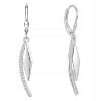 Srebrne kolczyki długie z cyrkoniami angielskie romby srebro próba 925