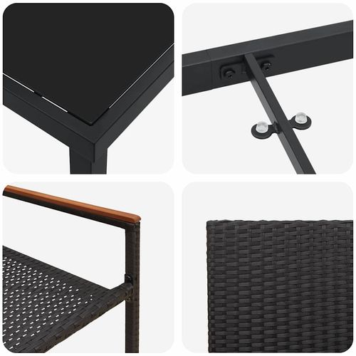 Zestaw do jadalni w ogrodzie 3 pcs Czarny Polirattan na Arena.pl