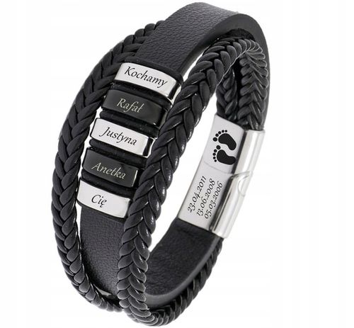 Bransoletka SKÓRZANA IMIONA RODZINY GRAWER na Arena.pl