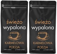 Kawa ziarnista 2kg ŚWIEŻO PALONA 100% Arabica smakowa KARMELOWA (2x1kg)