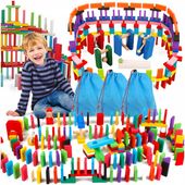 DOMINO KLOCKI DREWNIANE dla Dzieci Gra Układanka PRZESZKODY DUŻA XL 1139EL