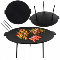 PŁYTA ŻELIWNA GRILLOWA 45 CM Z 3 NÓŻKAMI PATELNIA WOK NA OGNISKO PALENISKO