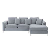 Narożnik welurowy lewostronny szary OSLO