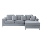 Narożnik welurowy lewostronny szary OSLO