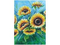 50X70CM SŁONECZNIKI NIEBIESKIM OBRAZ PION ŚCIAN