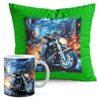 ZESTAW KUBEK + PODUSZKA ZIELONA - MOTOR MOTOCYKL