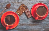 FOTOTAPETA kuchenna KAWA CZERWONE FILIŻANKI CIASTO